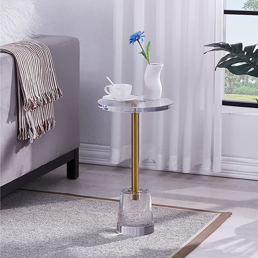 LIKENOW Furniture Acrylic Side Table,Clear Small Round End Table for Living Room,Bedroom,Office |... | Amazon (US)
