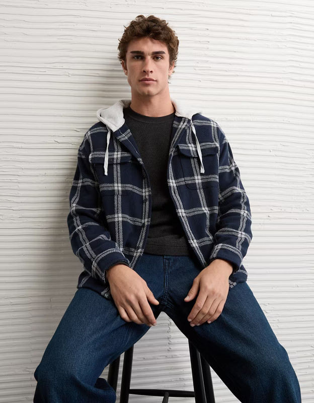 AE Hooded Flannel Shirt | American Eagle Outfitters (US & CA)