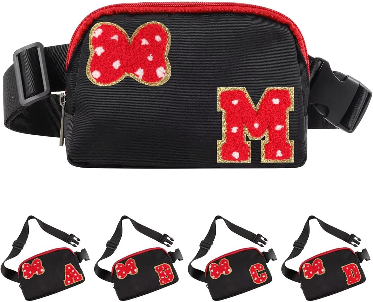 Initial Letter Bow Mouse-Ear Fanny Pack for Teen Girls,Cute Chenille Belt Bag Crossbody Travel Wa... | Amazon (US)