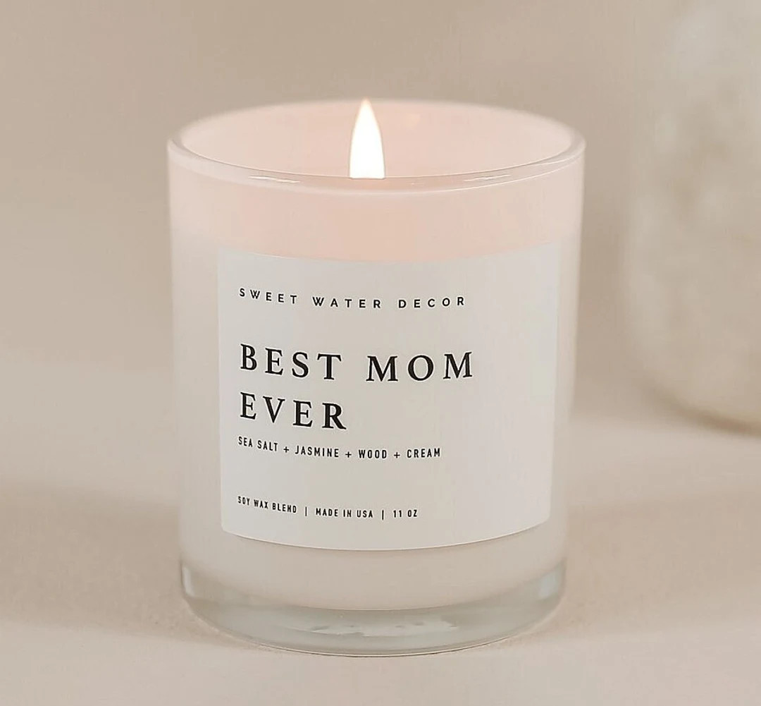 Best Mom Ever Soy Candle | White Jar + Wood Lid | Jasmine Candle | Spa Candle | Relaxing Soy Cand... | Etsy (US)