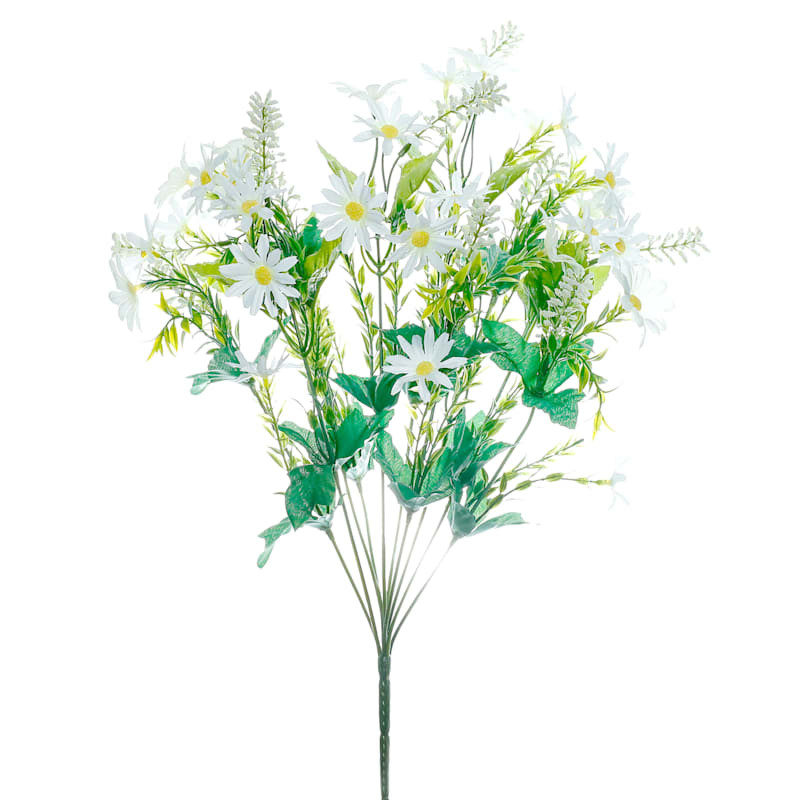White Daisy Mixed Floral Bush, 19" | At Home