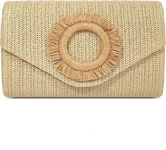 FUKEFUKEUS Straw Clutch Purse for Women,Summer Beach Bag,Envelope Evening Clutch Handbags for For... | Amazon (US)
