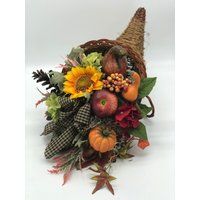 Artificial Fall Cornucopia, Decor, Thanksgiving Arrangement, Centerpiece | Etsy (US)