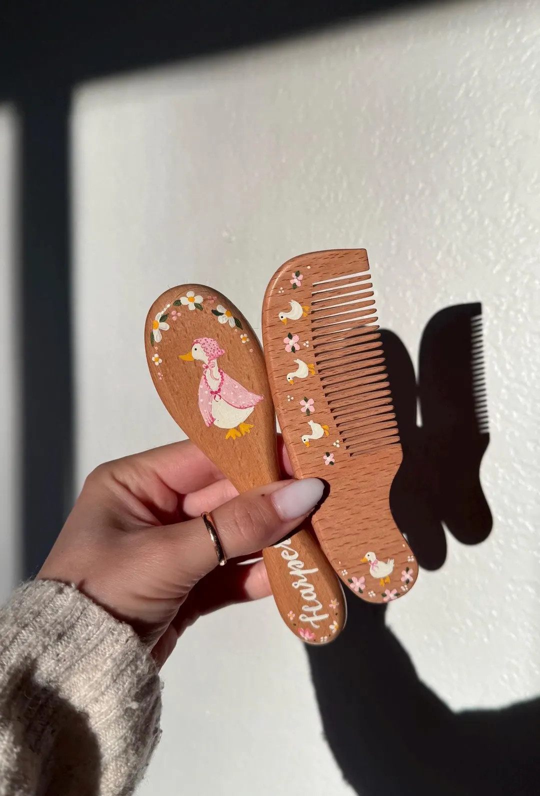 Baby Hairbrush + Comb, Hand-Painted, Birthday, Christmas, Baby Shower Gift | Etsy (US)