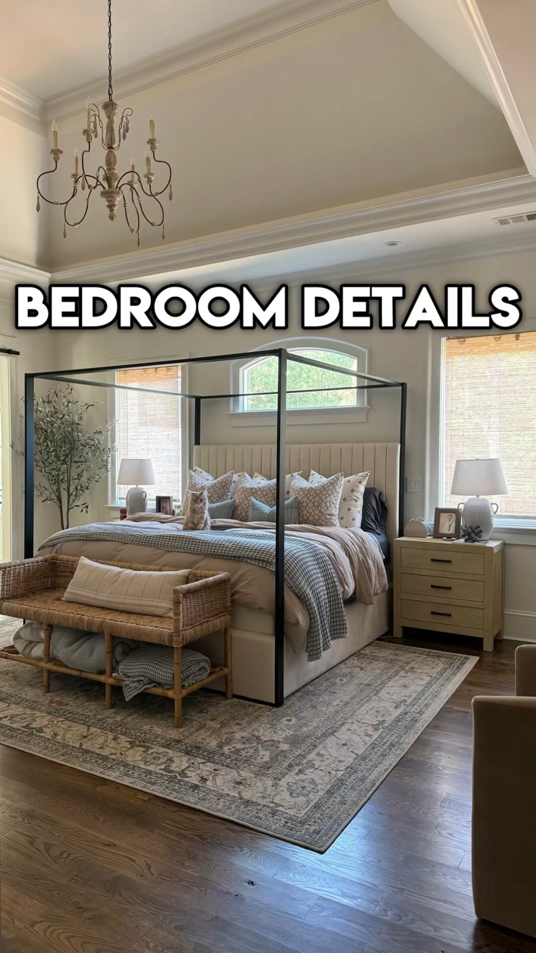 Bedroom details! 
•Bench at end of bed

BACK CREAM PILLOWS: 3: 24X24 WITH 26X26 INSERTS 
MIDDLE BROWN PILLOWS: 3: 22X22 WITH 24X24 INSERTS 
FRONT PILLOWS: 2: 12X20 WITH 12X20 INSERTS
•faux potted tree 
•Window shades: Bonaire flaxen E389 inside mount with no valance. Flat waterfall. Standard headrail. No liner.
Edge binding - standard
•nightstands & dresser 
• big gold floor mirror
•Gallery wall frame details:
We have 4 sets of the triptych frames from Framebridge. They're amazing quality & come with the prints inside. But it's very $$$
For a more affordable option, I'm linking my fave frames from target. I have them in my office and they're gorgeous. Almost just as big and only $60 a frame.


#LTKVideo #LTKFindsUnder100 #LTKHome