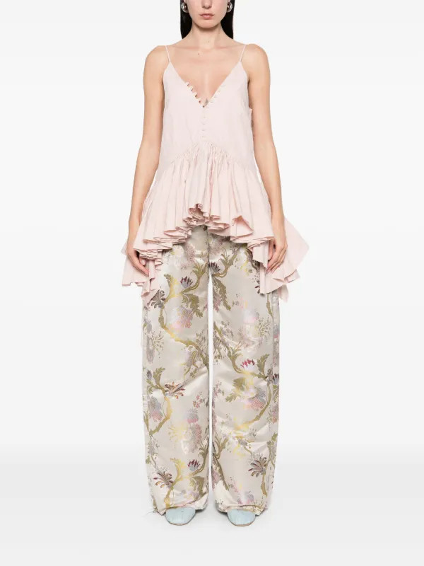 Marques'Almeida frilled-peplum-hem Top | Pink | FARFETCH | Farfetch Global