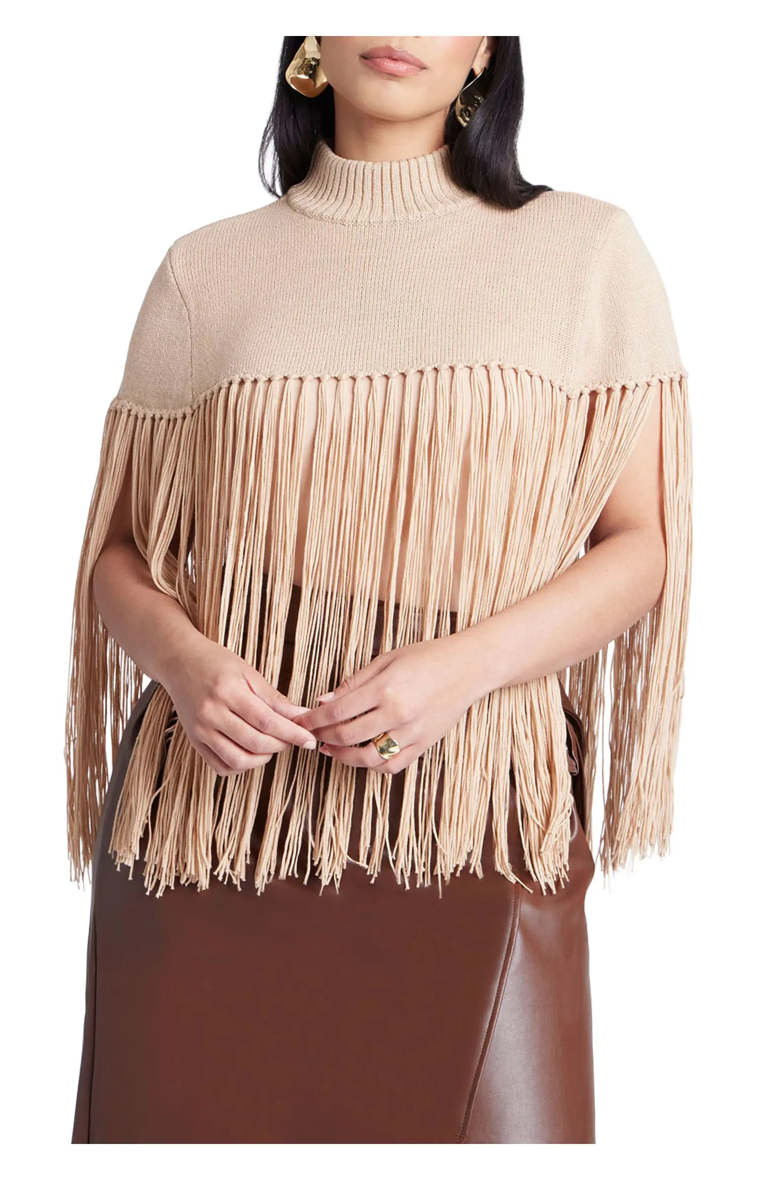 ELOQUII Fringe Half Sweater | Nordstrom | Nordstrom