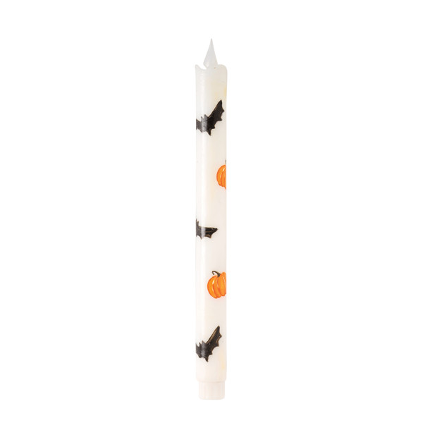 White Halloween Led Taper Candle | Mud Pie