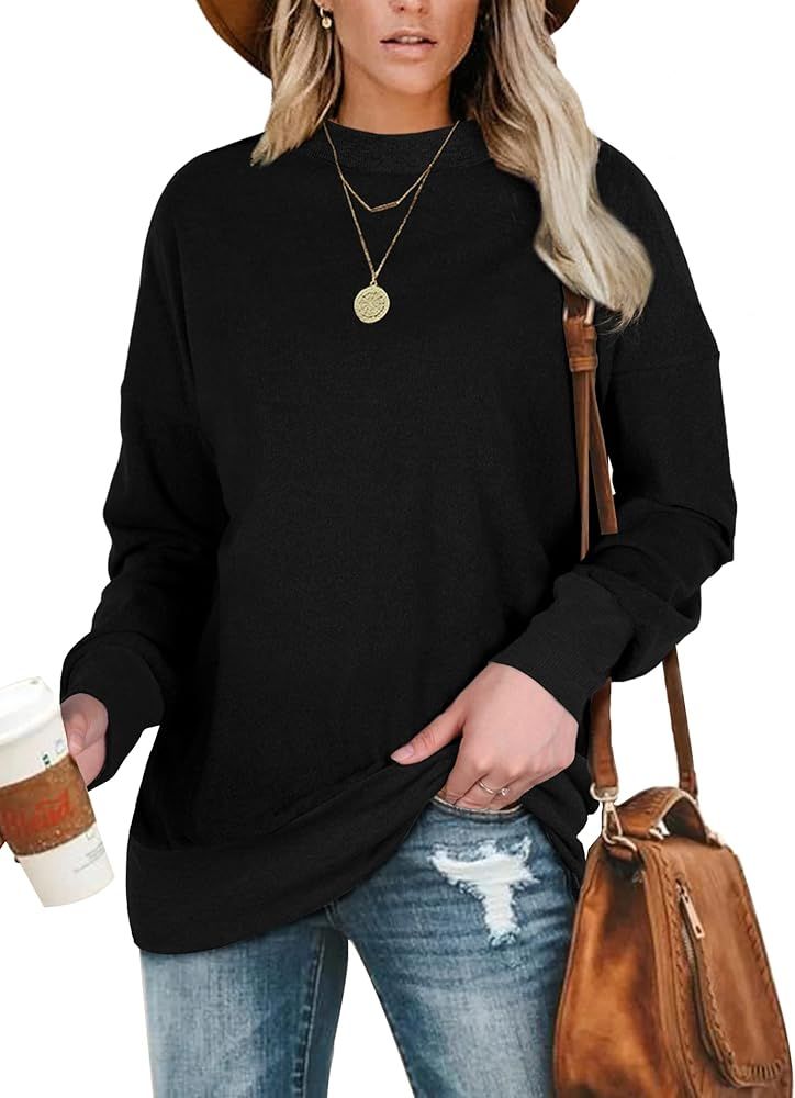 Amazon.com: Oversized Sweatshirts for Women Black Loose Casual Sweaters Winter Clothes M : Clothi... | Amazon (US)