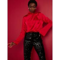 V by Very Draped Satin Shell Blouse - Red | Very (UK)