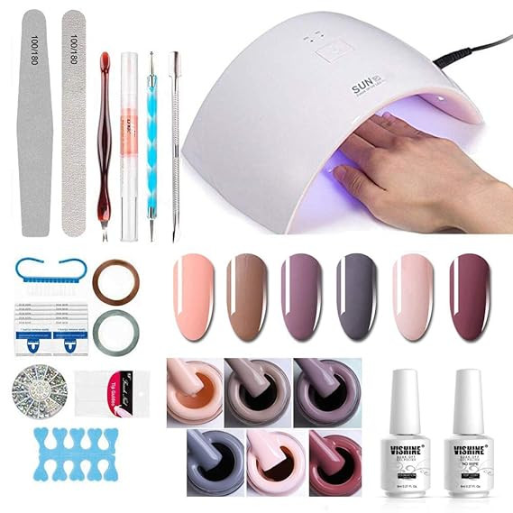 Gel Nail Polish Starter Kit - 6 Colors Gel Polish Set Base Top Coat, 36W LED Nail Dryer Lamp with... | Amazon (US)