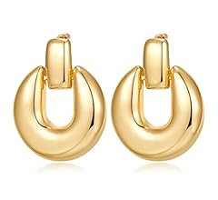 HESSAWELL Chunky Hoop Earrings for Women Gold Hoop Dangle Earrings for Women Gift | Amazon (US)