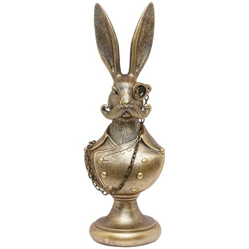 Newinhome Vintage Animal Statue Sculpture,Gold Resin Rabbit Bust Figurine with Glasses & Suit, Retro Office Desk Decor for Home Living Room, Creative Gift for Animal Lovers | Amazon (US)
