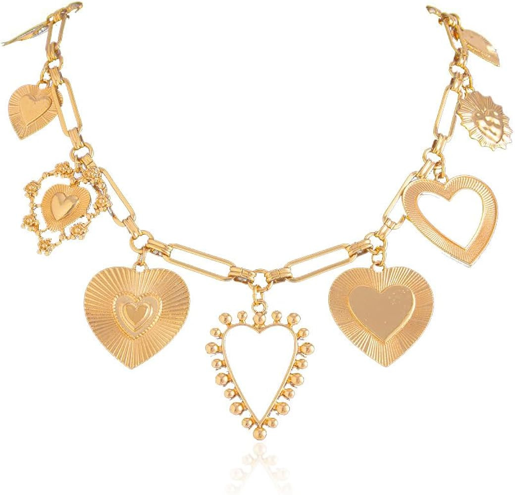 Heart Choker Necklaces for Women Hollowed out Heart Pendant Necklace Y2K Grunge Jewelry Gifts for... | Amazon (US)