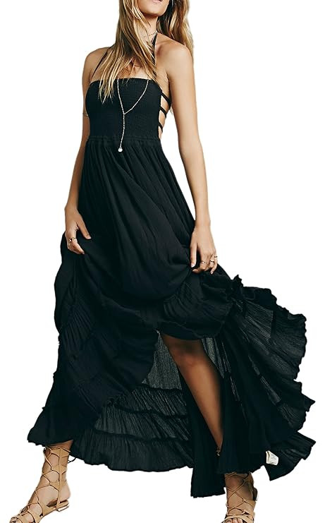 R.Vivimos Womens Summer Cotton Sexy Blackless Long Dresses | Amazon (US)