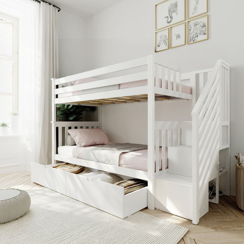 Twin Over Twin Bunk Bed With Stairs & Storage Drawers | max & lily