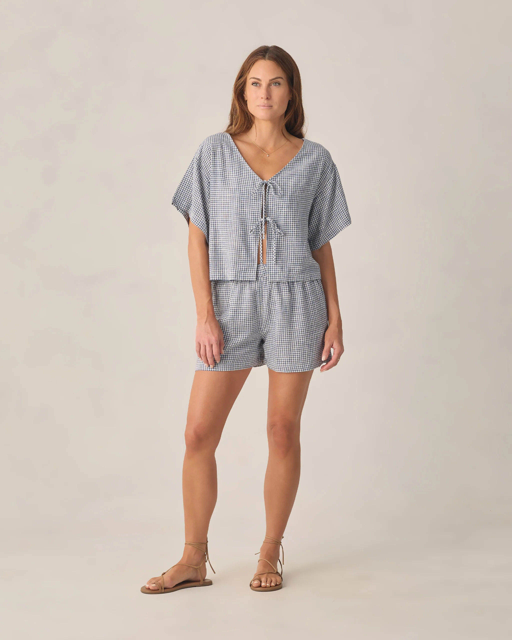 Women's Juniper Set Marine Gingham | Rylee + Cru