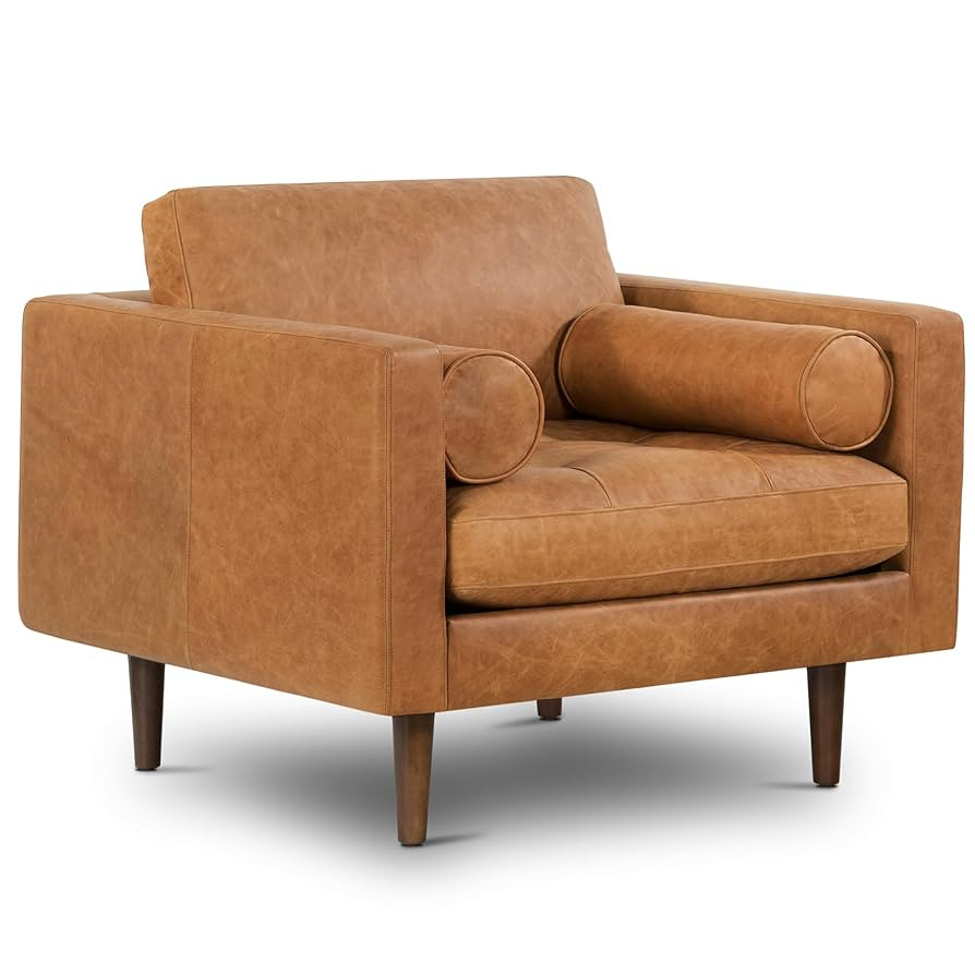 Poly & Bark Napa Lounge Chair - Leather Chair with Tufted Back - Full-Grain Living Room Armchair ... | Amazon (US)