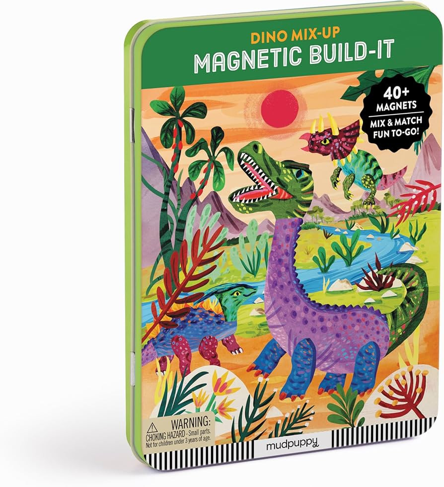 Mudpuppy Dino Mix-Up – Magnetic Build-It Travel Friendly Game with Illustrated Prehistoric Back... | Amazon (US)