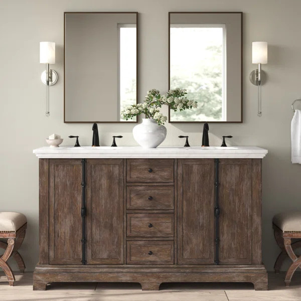 Tolliver 60'' Free-standing Double Bathroom Vanity with Quartz Vanity Top | Wayfair North America