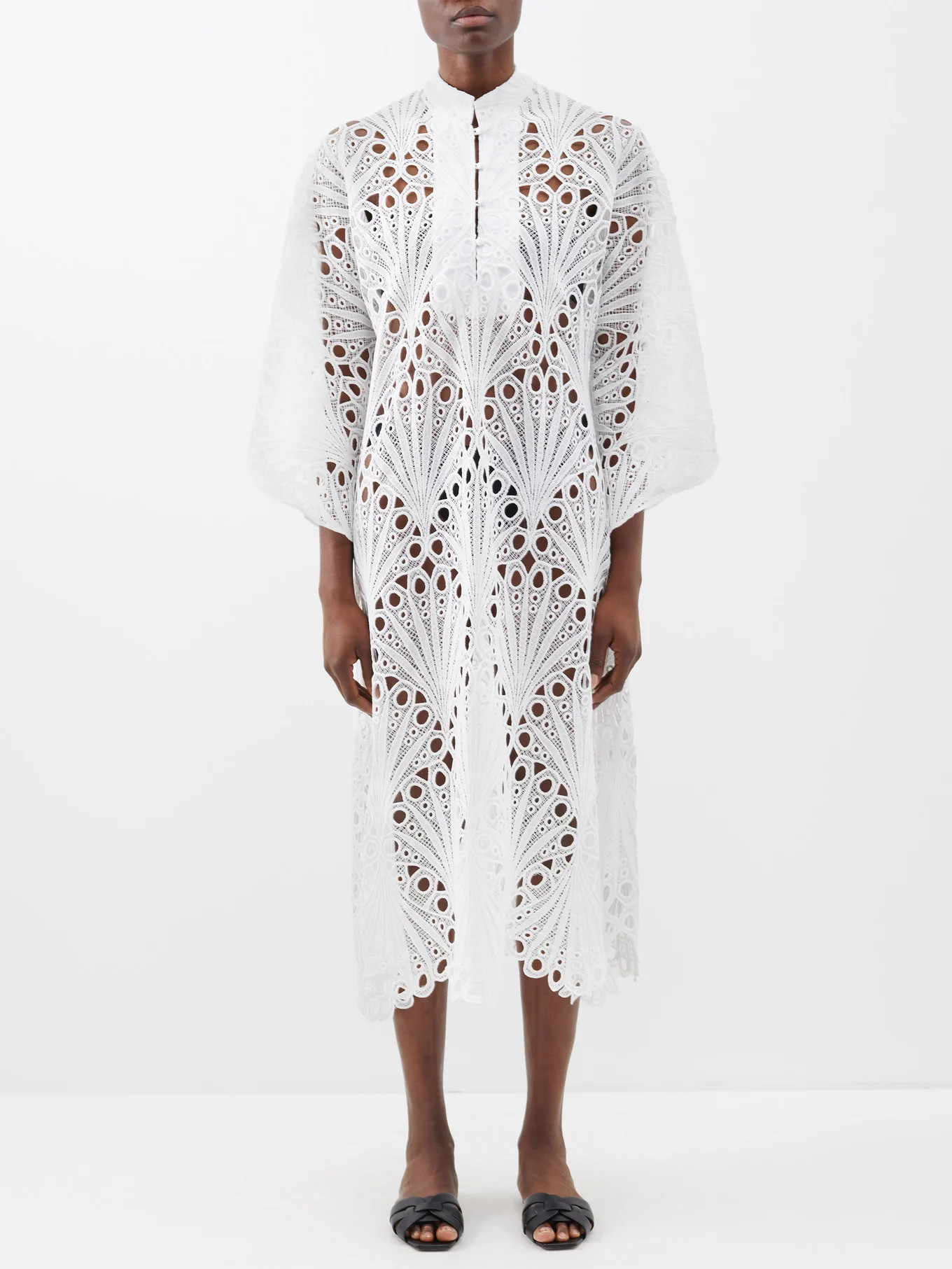 Scalloped guipure-lace kaftan | Matches (US)