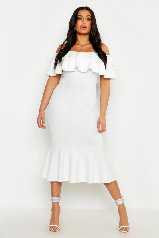 Plus Ruffle Fishtail Midi Dress | Boohoo.com (US & CA)
