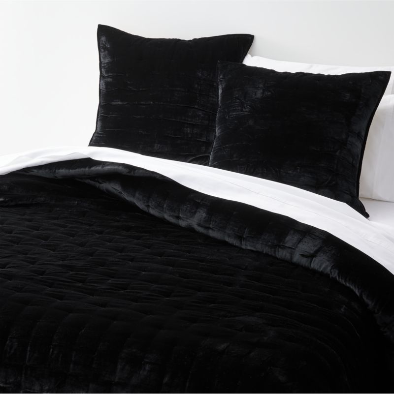 Juliet Black Velvet Full/Queen Quilt + Reviews | Crate and Barrel | Crate & Barrel