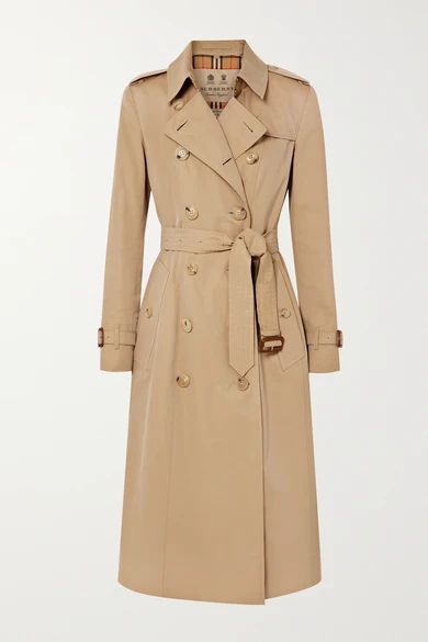 Burberry - The Chelsea Long Cotton-gabardine Trench Coat - Beige | NET-A-PORTER (US)