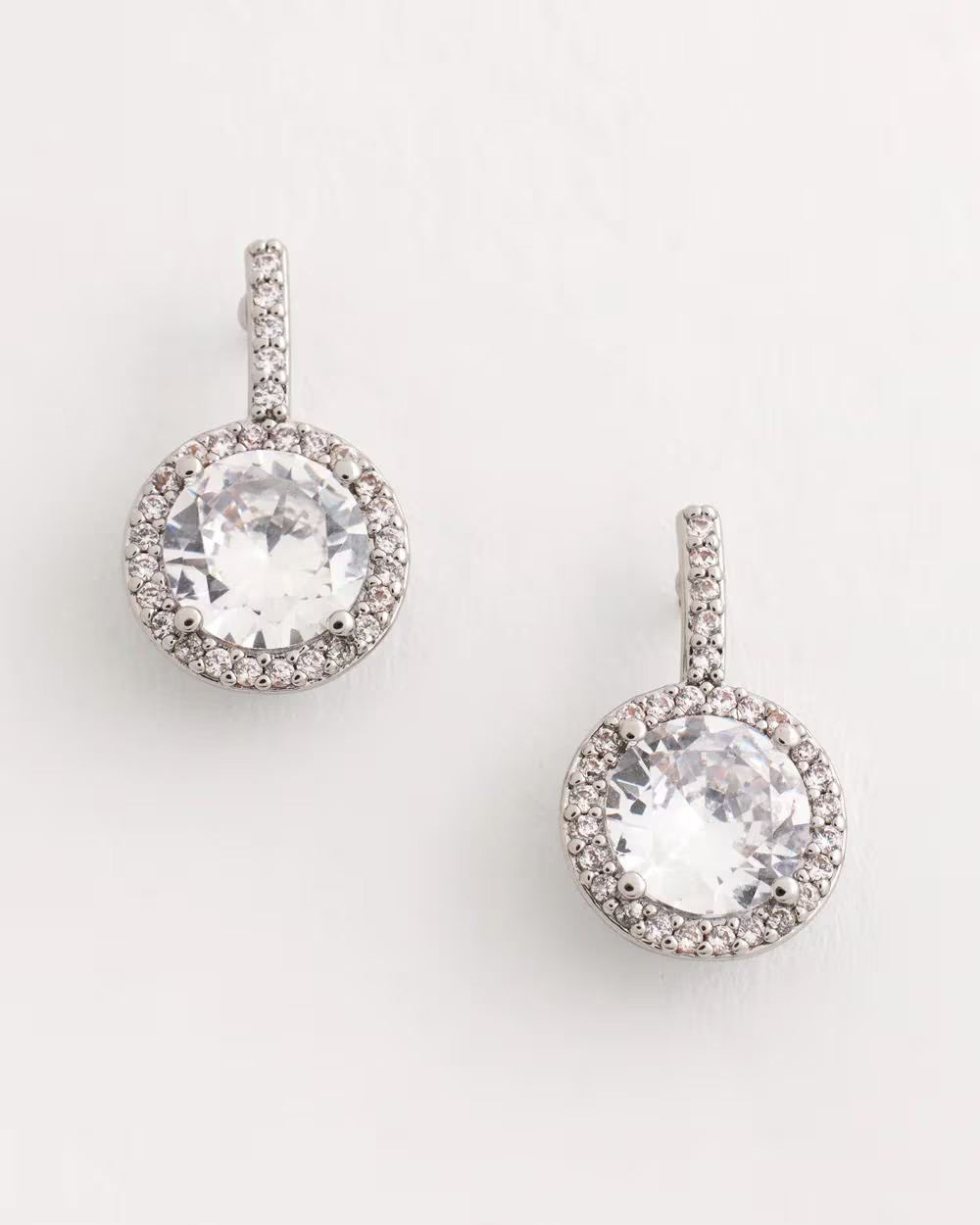 Silvertone Bezel Set Cubic Zirconia Halo Earrings | Chico's