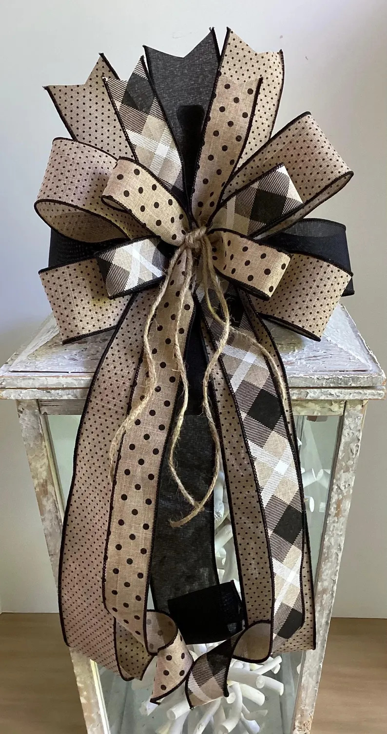 Farmhouse Wreath Bow, Lantern Bow, Door Hanger Bow, Wreath Embellishment, Everyday Wreath Bow, Ta... | Etsy (US)