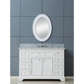 Water Creation 48 in. W x 22 in. D Bath Vanity in White with Marble Vanity Top in Carrara White a... | The Home Depot