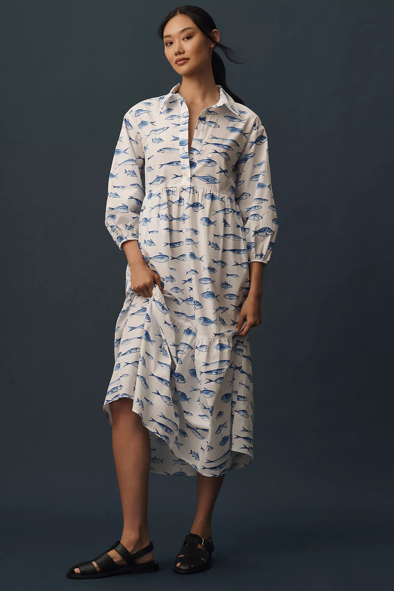 The Bettina Tiered Shirt Dress by Maeve | Anthropologie (US)