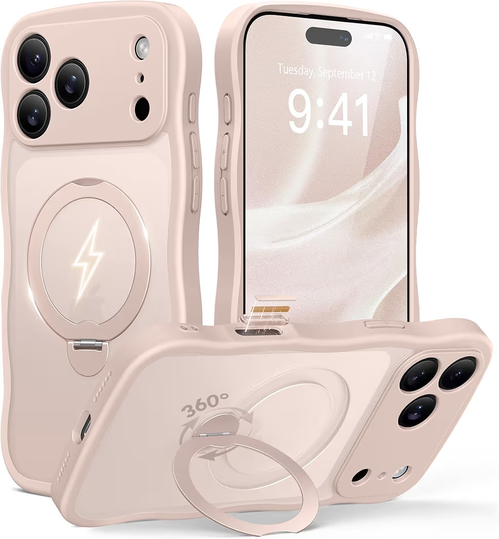 for iPhone 17 Pro Max Case for Women,[Compatible with Magsafe][360° Spin Magnetic Stand][Cute Wa... | Amazon (US)