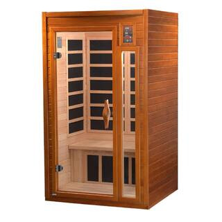 Barcelona 1 to 2-Person Hemlock Wood Low EMF FAR Infrared Sauna For Home | The Home Depot
