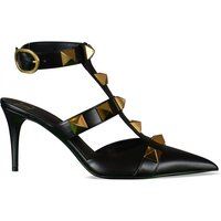 Luxury Women's Shoes Valentino Black Leather Roman Stud Pumps | Stylemyle (US)