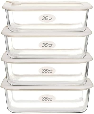 Urban Green Glass Food Storage Containers with Glass Lids, Microwave Safe Food Container Set, Air... | Amazon (US)