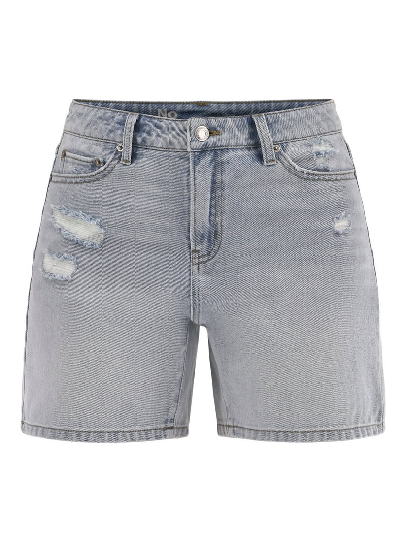 No Boundaries Denim Relaxed Fit High Rise Shorts, 6" Inseam, Women's | Walmart (US)