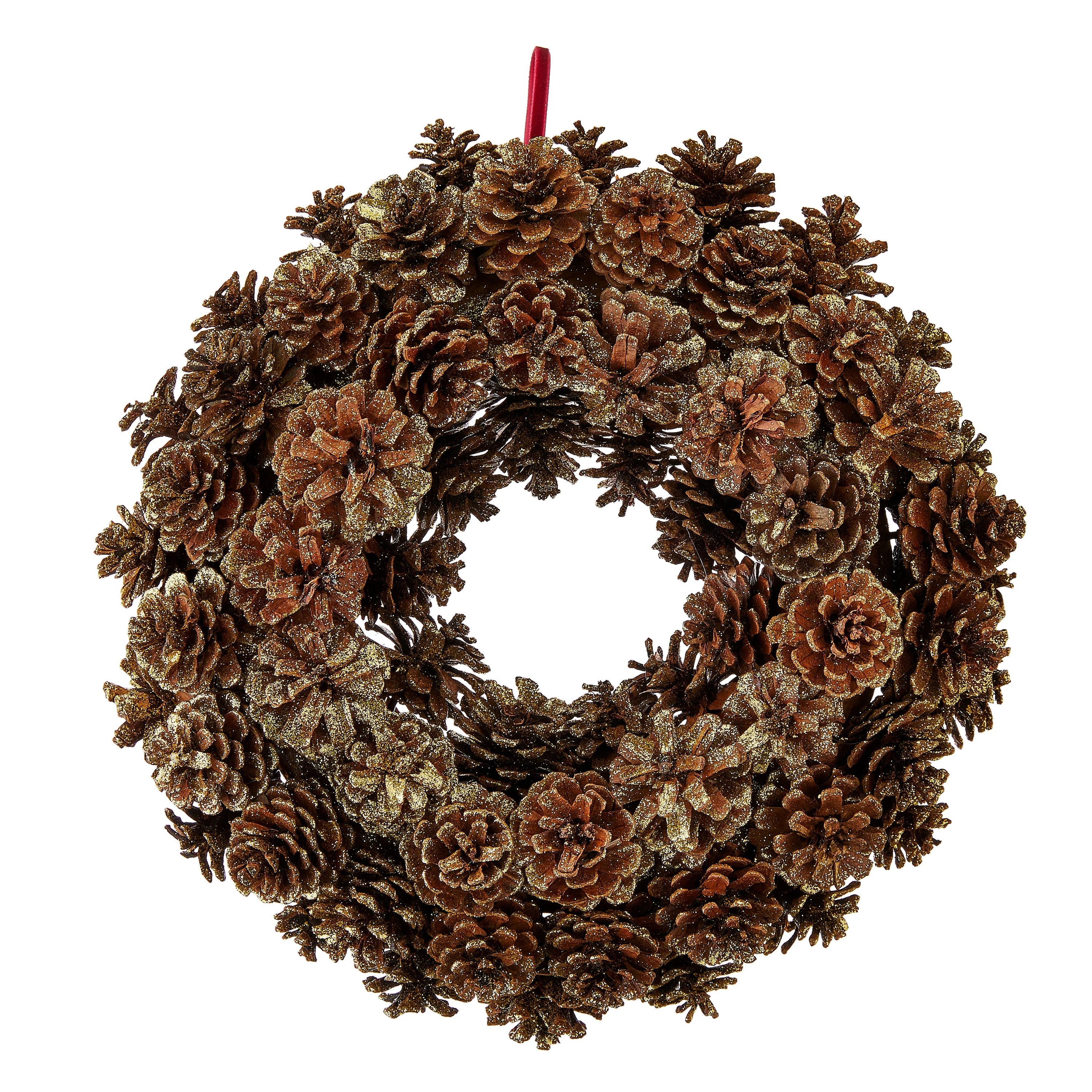 My Texas House Gold Glitter Pinecone Wreath, 12 in | Walmart (US)