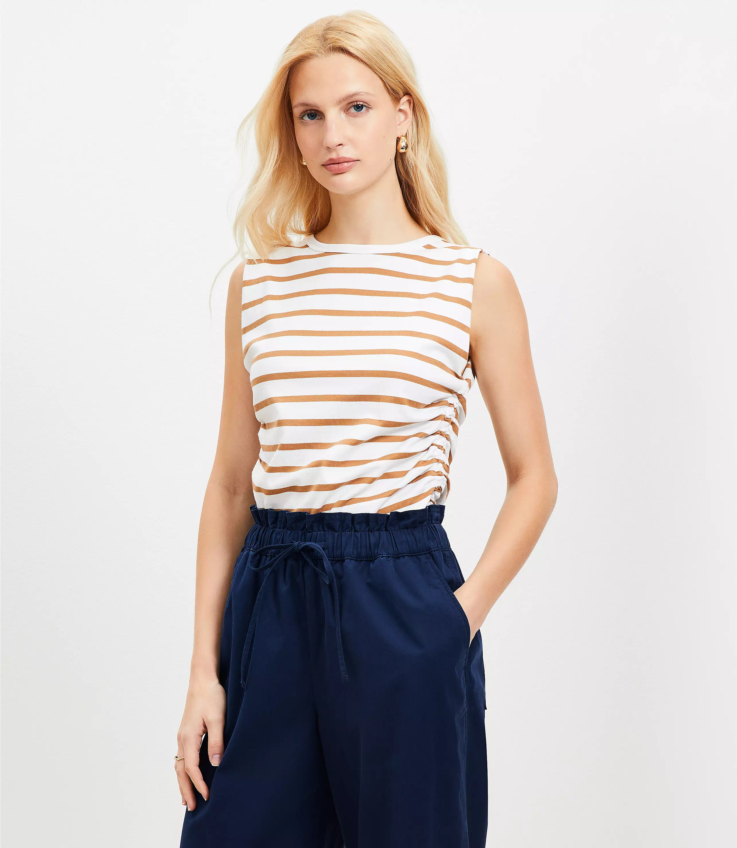 Stripe Ruched Tank Top | LOFT
