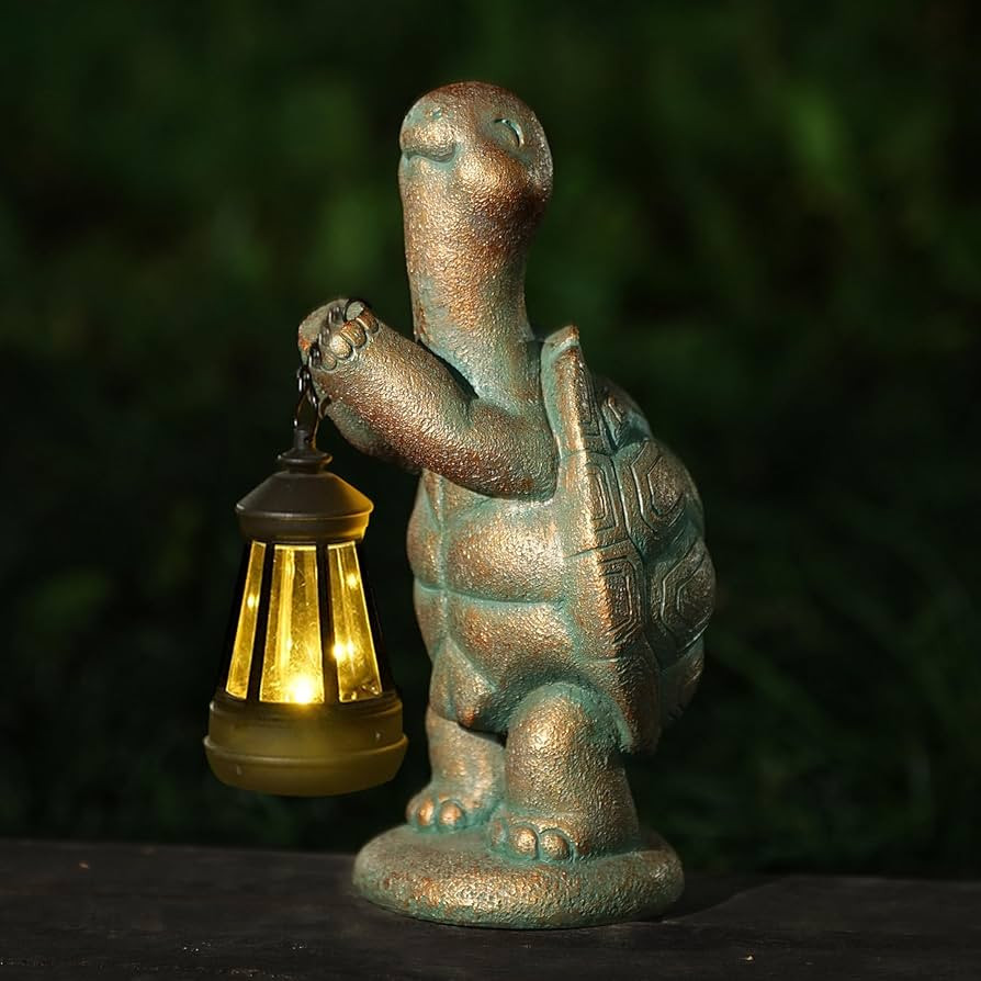 Turtle Solar Powered Outdoor Garden Statue, Resin Statue with Solar Light Lantern, Decorative Law... | Amazon (US)