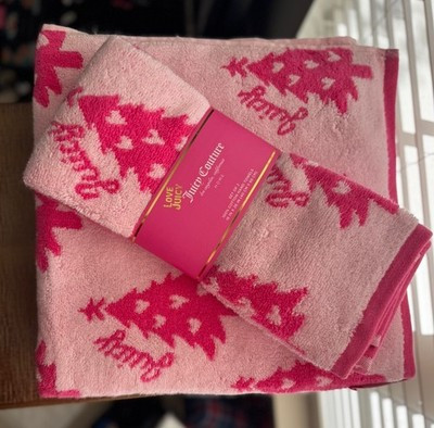 Juicy Couture Pink Christmas Trees Bath Towel NWT 4pc 2 bath 2 hand towels | eBay US