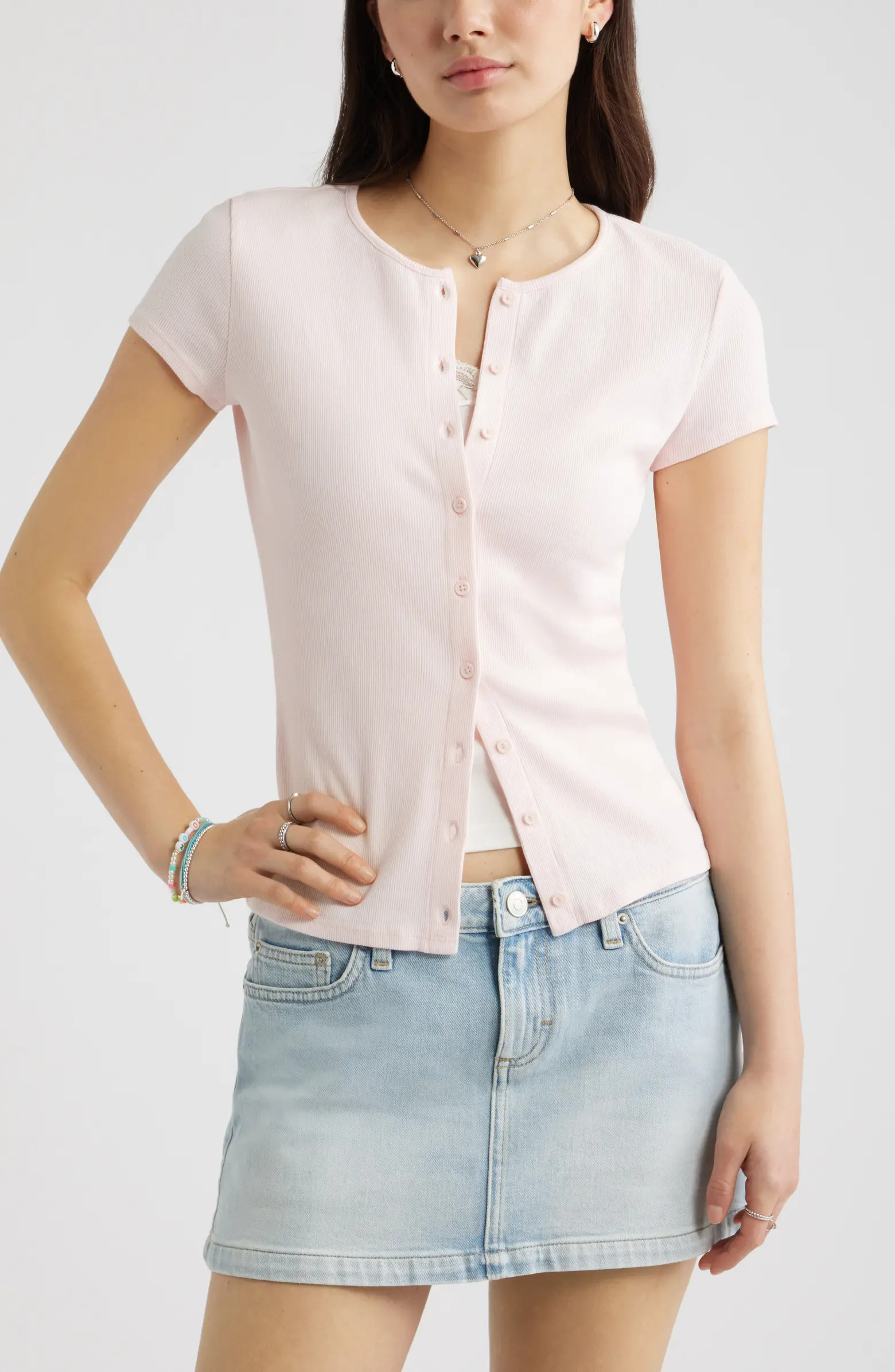 Short Sleeve Rib Knit Cardigan | Nordstrom