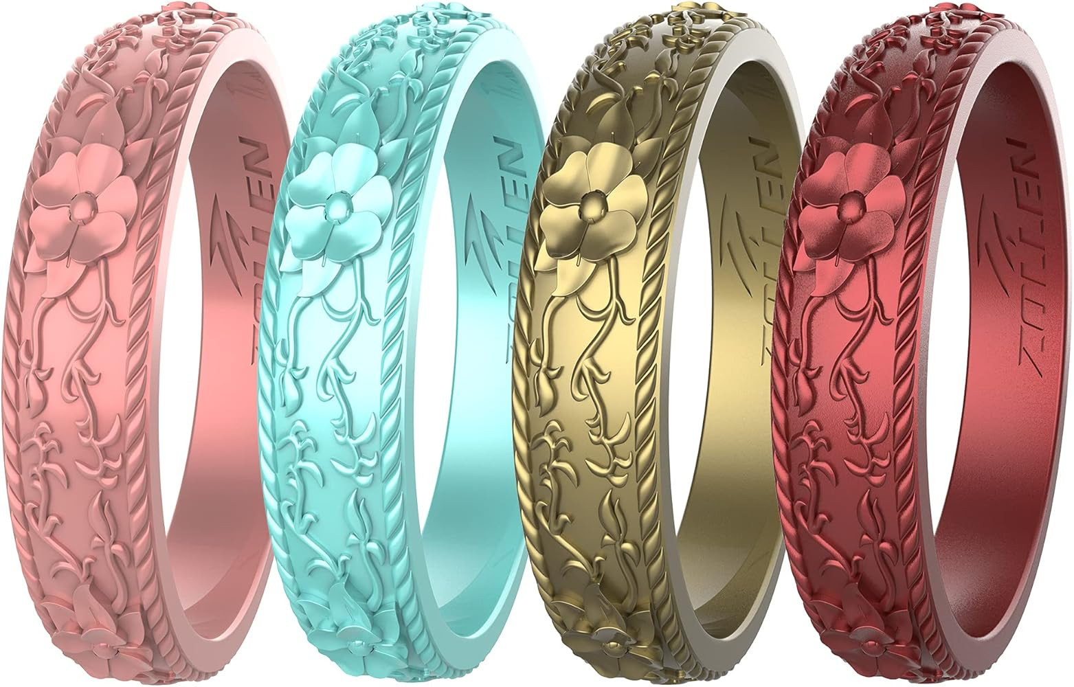 Zollen Silicone Wedding Rings for Women 1/4/7 Packs -Stackable Silicone Rubber Wedding Bands - In... | Amazon (US)