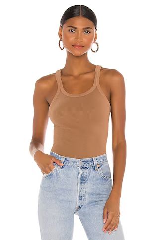 RE/DONE Ribbed Tank in Natural Tan Brown from Revolve.com | Revolve Clothing (Global)