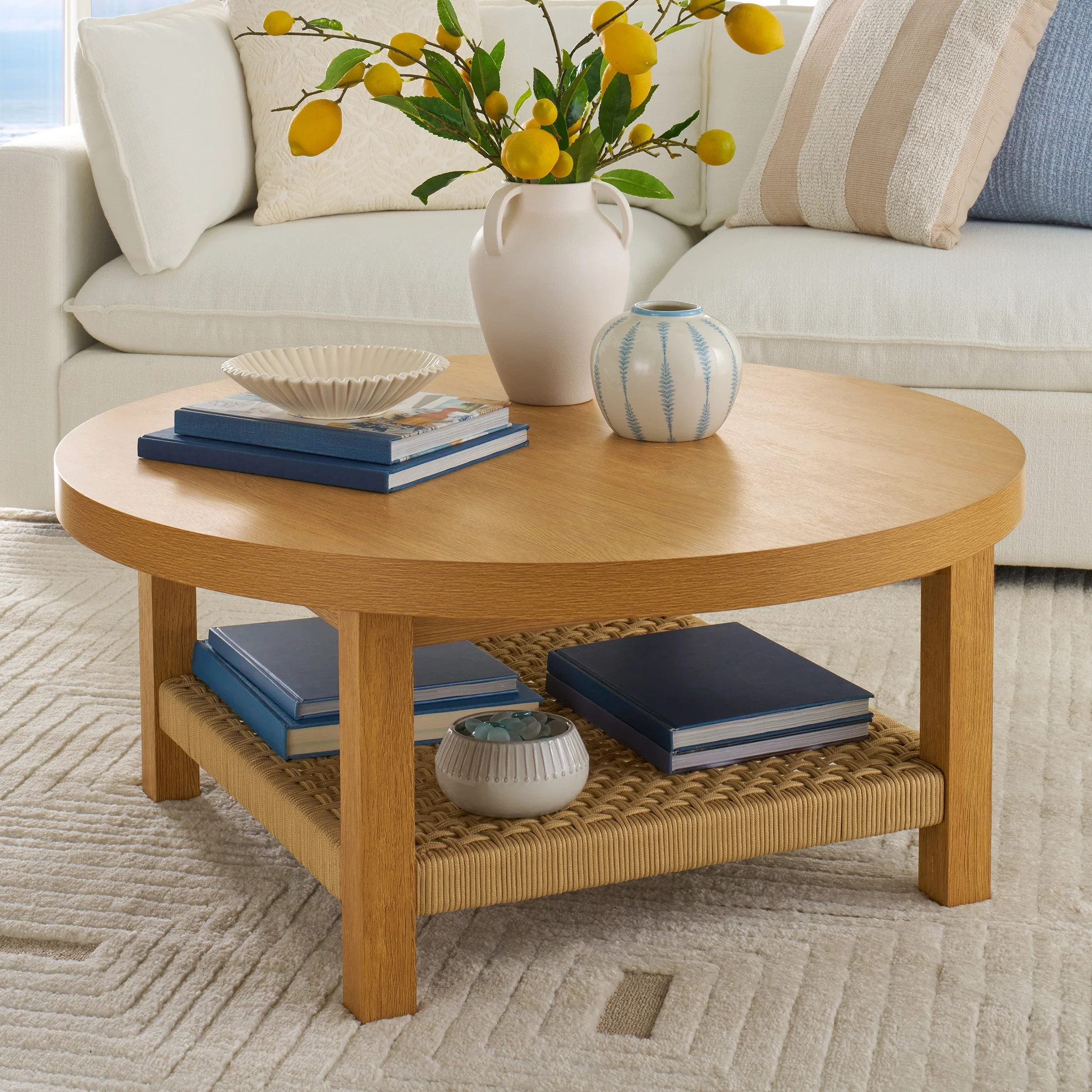 Better Homes & Gardens Vista Woven Coastal Coffee Table, Light Honey | Walmart (US)