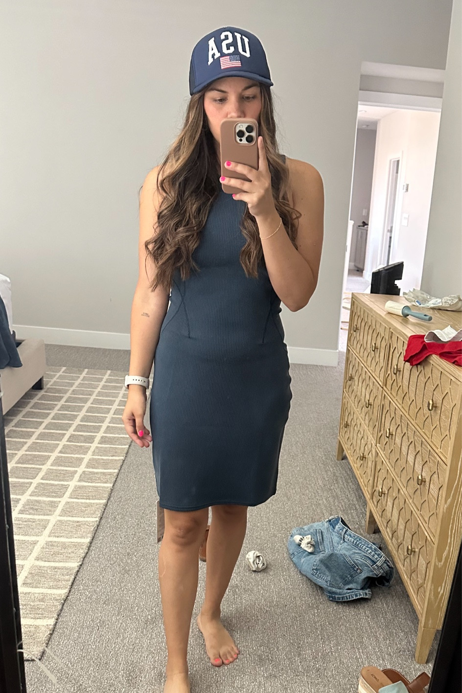 Lululemon softstreme tank dress in size 8 in navy. Very cute, true to size flattering top cut. Medium weight material.

#LTKfit