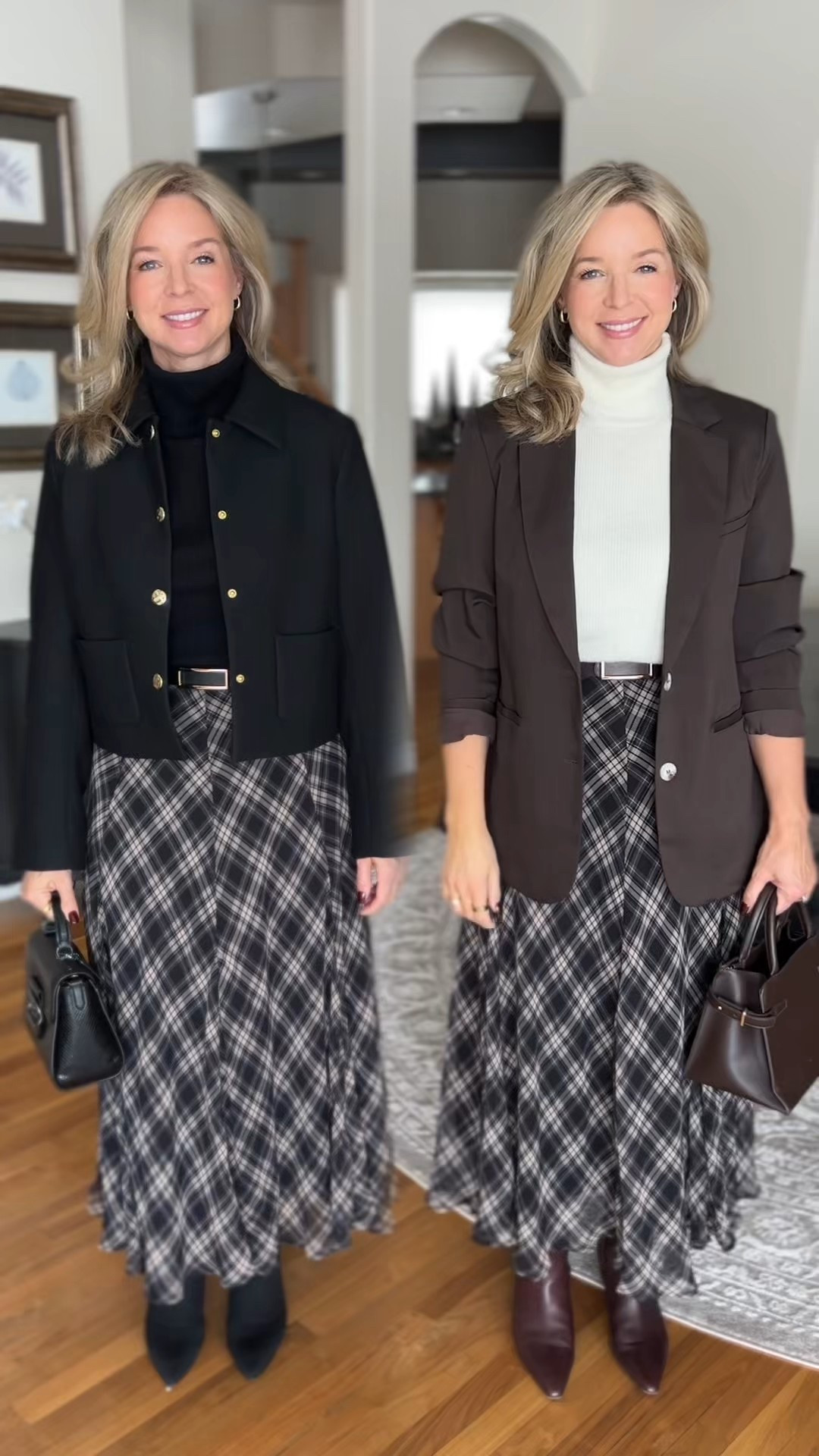 I love how you can pair black or brown with this plaid maxi skirt! 🖤🤎

This Chicwish skirt is sold out currently in this color but they do have other shades if you like the style. I’m wearing size S in the skirt

I’ve linked another skirt that looks similar to this but is made of a fine wool blend. It’s a designer style and stunning! If that one interests you, use karla15 for 15% off your first order at Fabrique. 

Finding things that can be worn multiple ways with multiple colors is key to getting the biggest bang from your wardrobe. 

It’s nice to start with a pattern for interest and then build the look from there. 
I wore the black one to church and thought it was a perfect outfit for that. Not too dressy but polished and put together. 


#LTKOver40 #LTKootd #LTKPetite