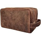 RUSTIC TOWN Genuine Leather Travel Toiletry Bag - Dopp Kit Organizer (Brown) | Amazon (US)