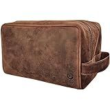 RUSTIC TOWN Genuine Leather Travel Toiletry Bag - Dopp Kit Organizer (Brown) | Amazon (US)