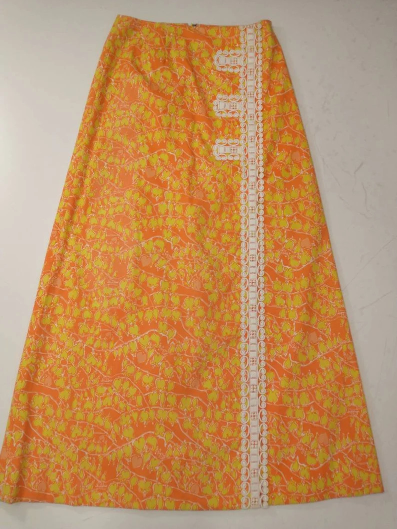 Hearts Lily Pulitzer Vintage Bright Floral Maxi Skirt 70's Floor Length Colorful Vibrant Colors W... | Etsy (US)